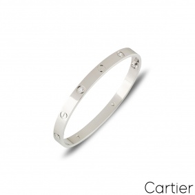 Cartier White Gold Half Diamond Love Bracelet Size 16 B6035816 Cartier White Gold Half Diamond Love Bracelet Size 16 B6035816